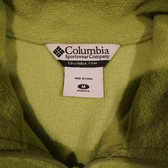 37a) COLUMBIA Fleece Collared Zip Jacket Green Sz. Medium - Picture 9 of 9